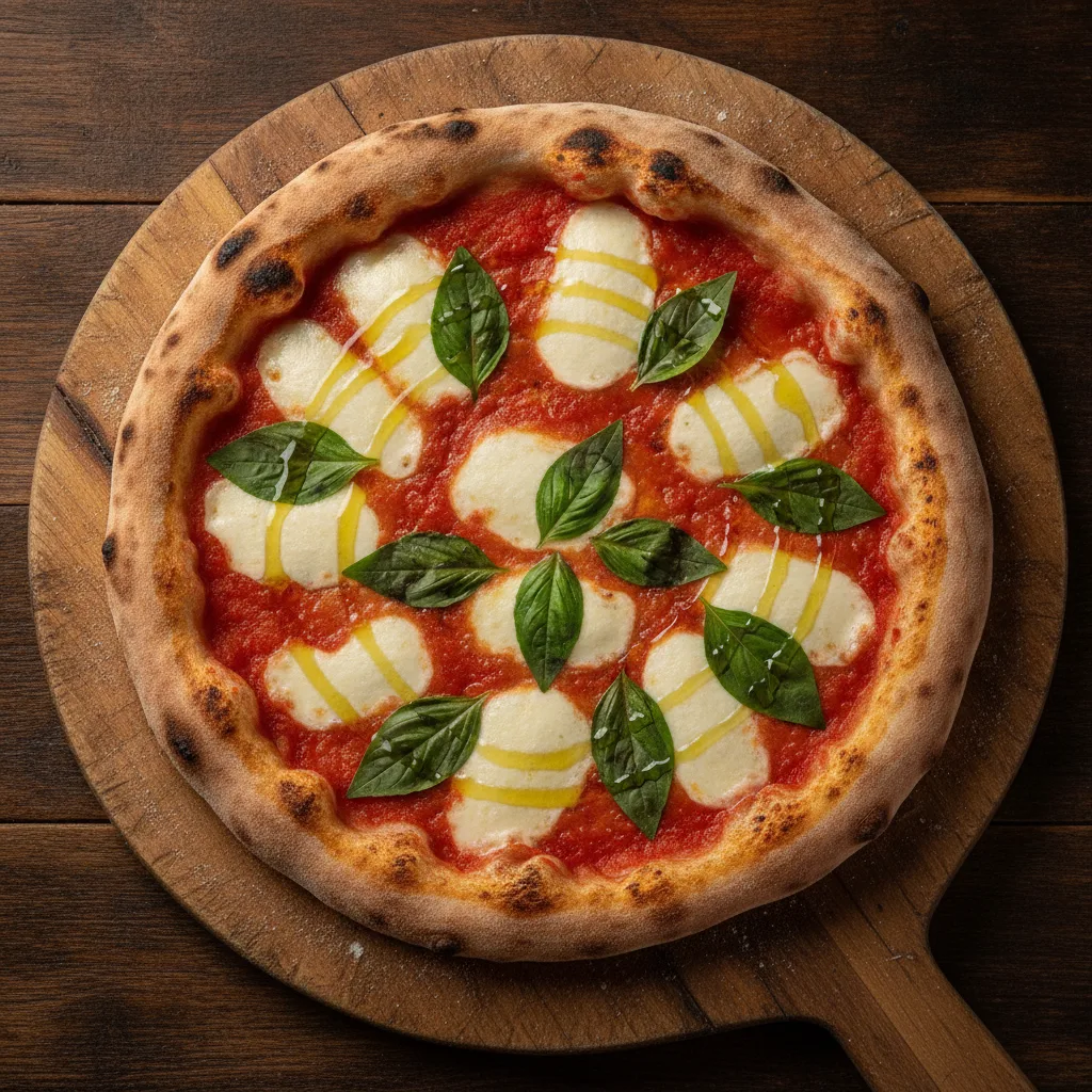 Napolitanska Margherita na drvenoj podlozi